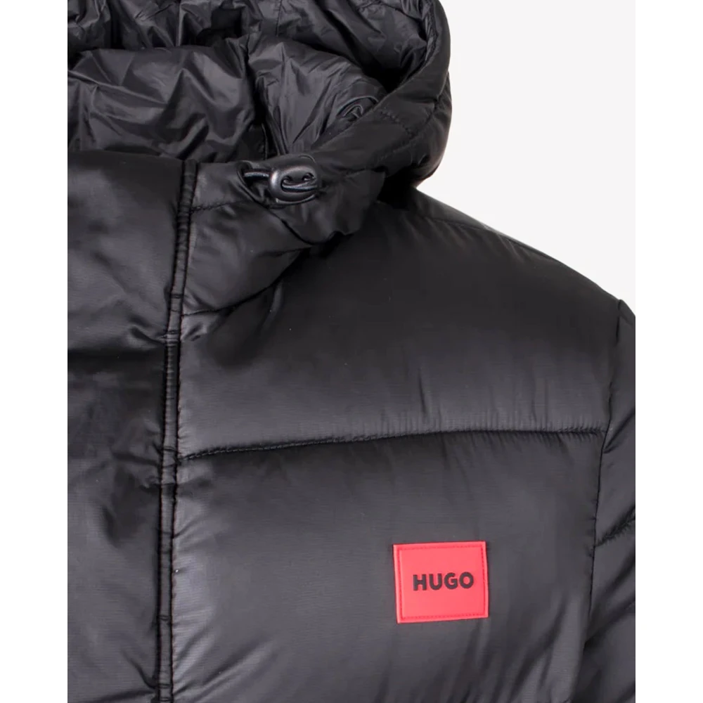 Hugo Boss Zwarte Piumino Jas met Capuchon Black Heren