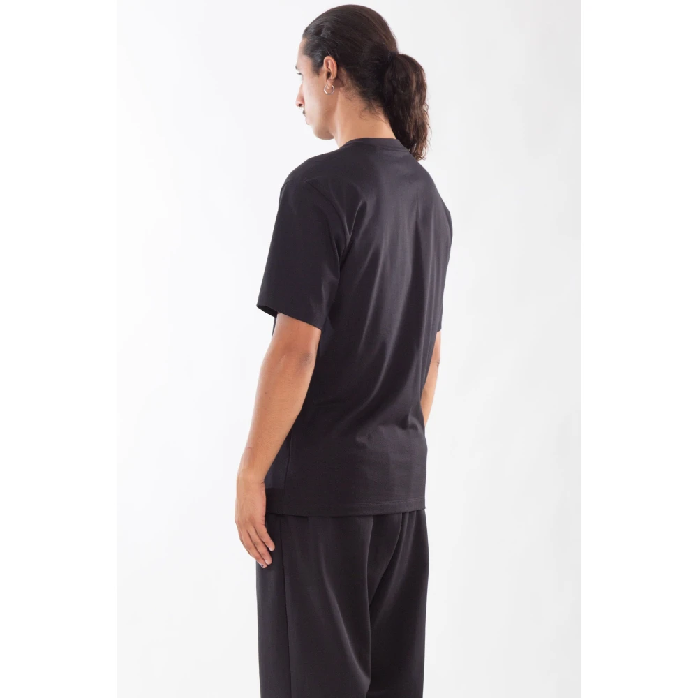 Y-3 Zwart Borstlogo Korte Mouw Tee Black Heren