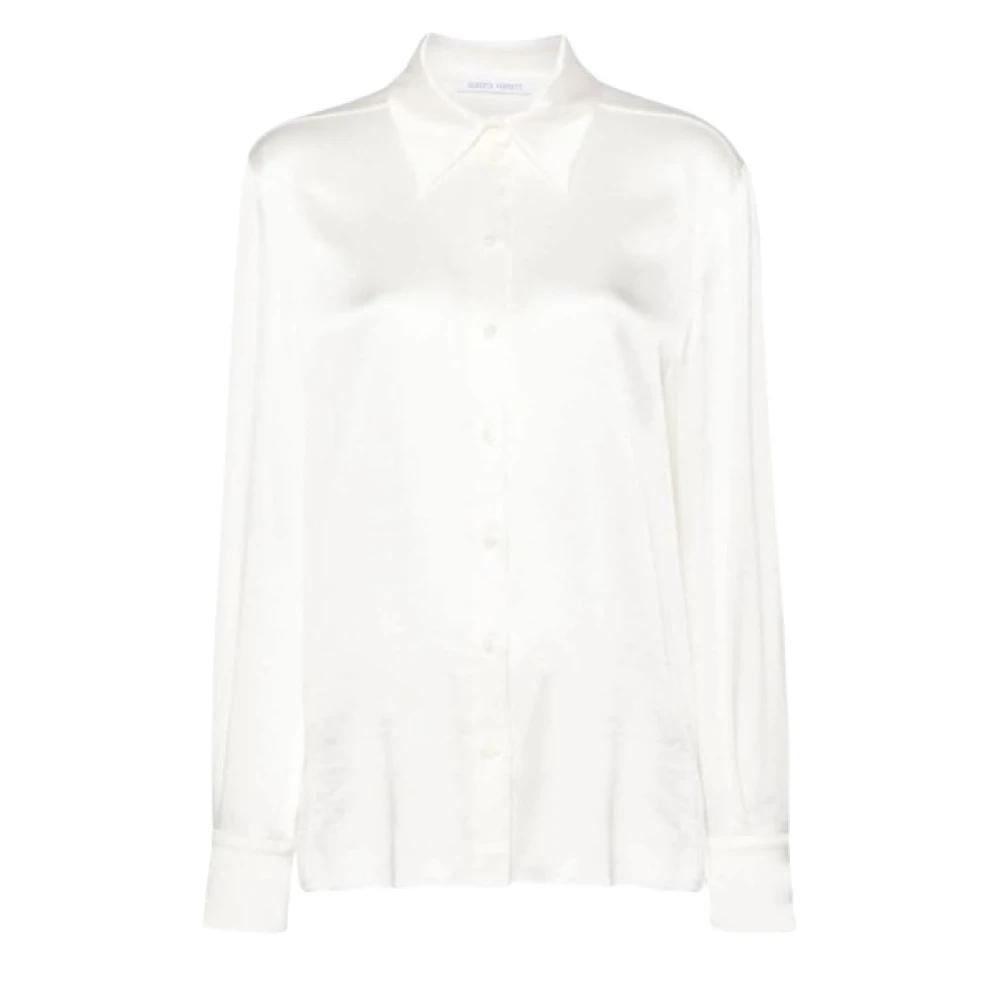 Alberta Ferretti Satin Skjorta med Långärmad White, Dam