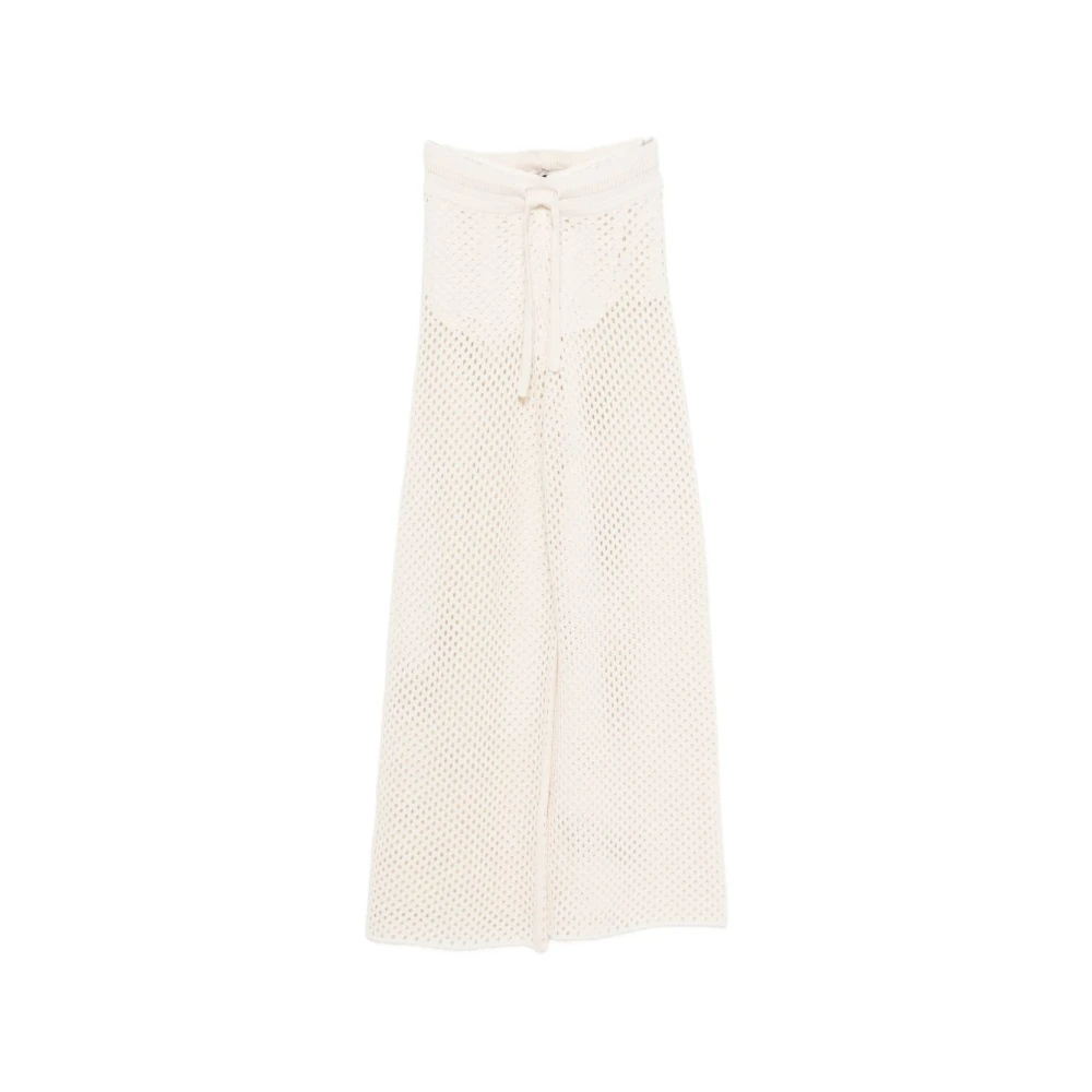 Golden Goose Women's White Embroidered Cotton Trousers - Wide Trousers - S - Trousers