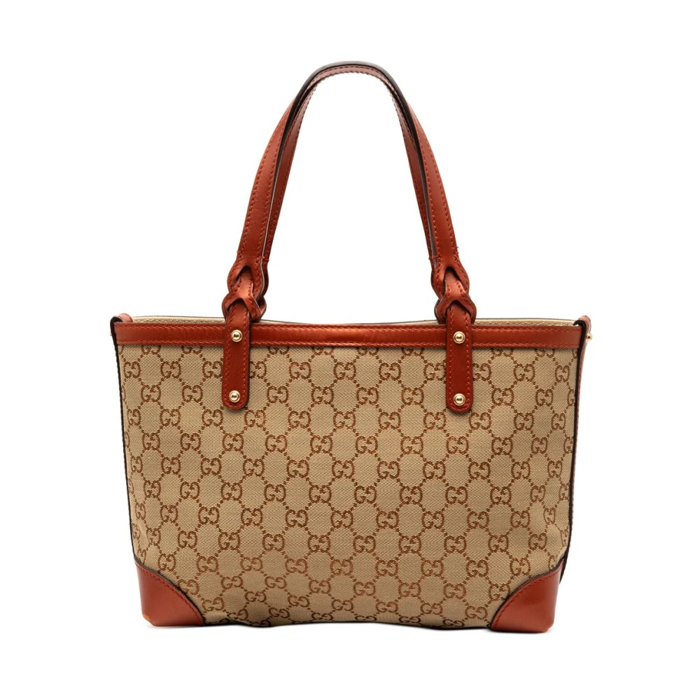 Gucci Vintage Women's Brown Vintage Handbags, One Size, Pre-Owned Canvas Tote Bag