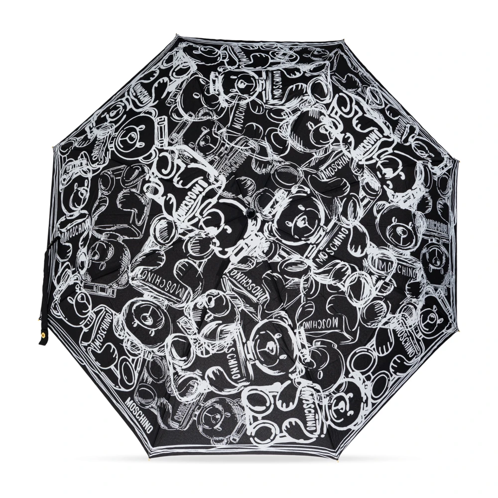 Moschino Opvouwbare paraplu met logo Black Unisex