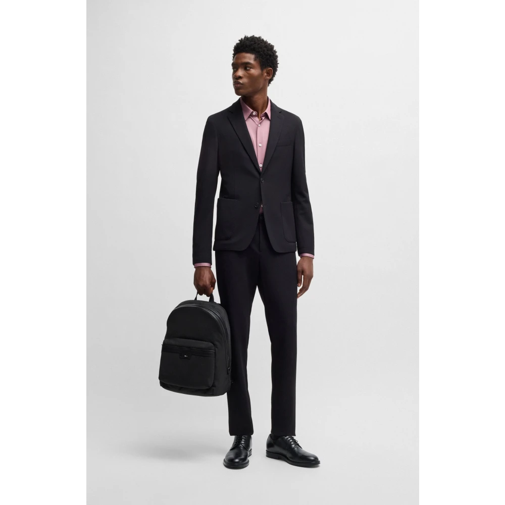 Hugo Boss Gestructureerde Zwarte Rugzak met Kenmerkende Details Black Heren