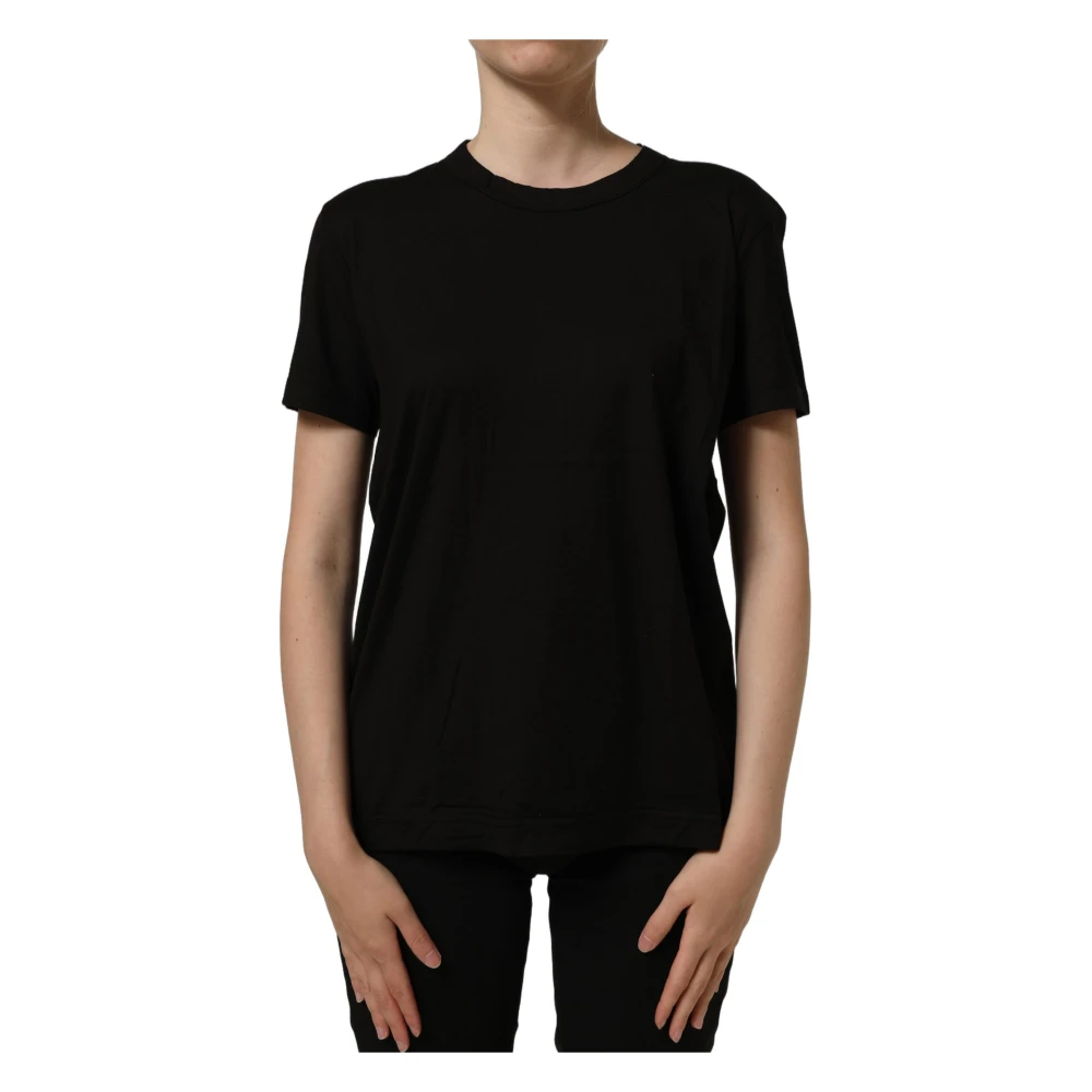 Dolce & Gabbana Crew Neck Short Sleeves T-Shirt - Female - T-Shirts - Black - S - Tops