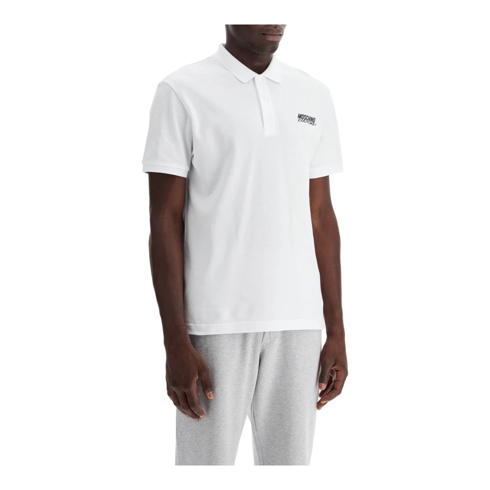 Moschino Polo Shirt met Geborduurd Logo White Heren