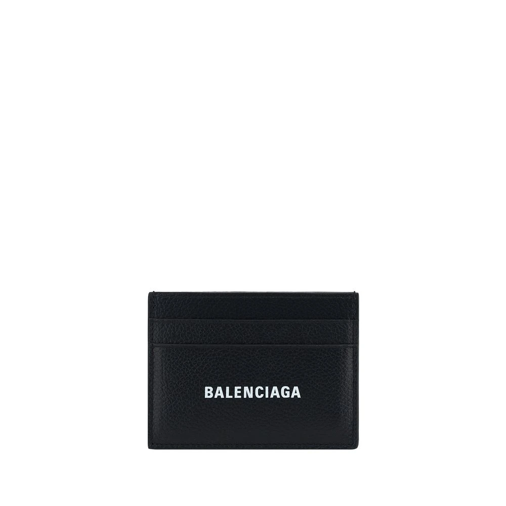 Balenciaga Leren kaarthouder met merkmonogram Black Heren