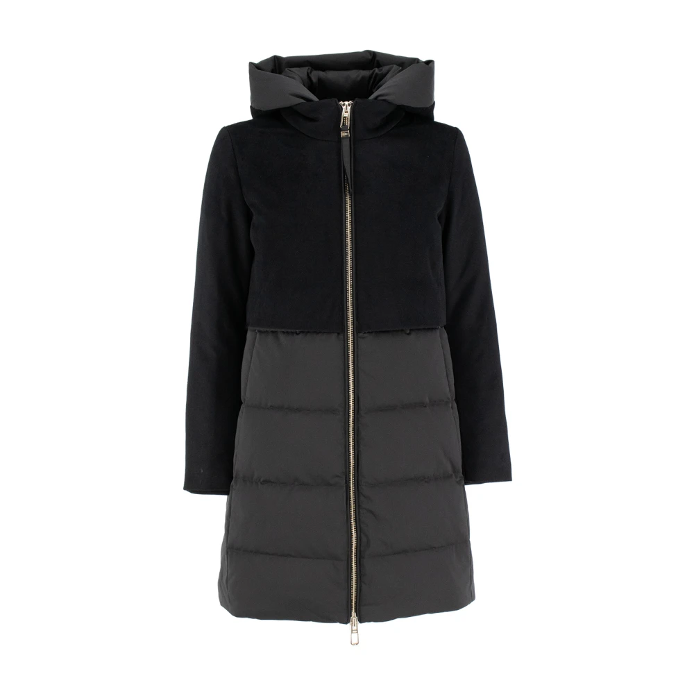 Duno Bi-materiaal Wol & Technische Donsjas Black Dames