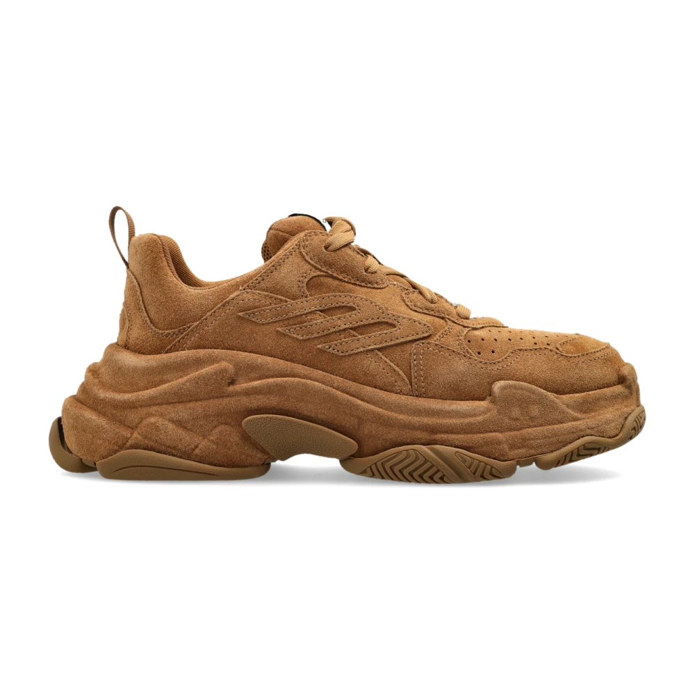 Balenciaga Triple S Sportieve Suède Sneaker Heren Schoenen Bruin
