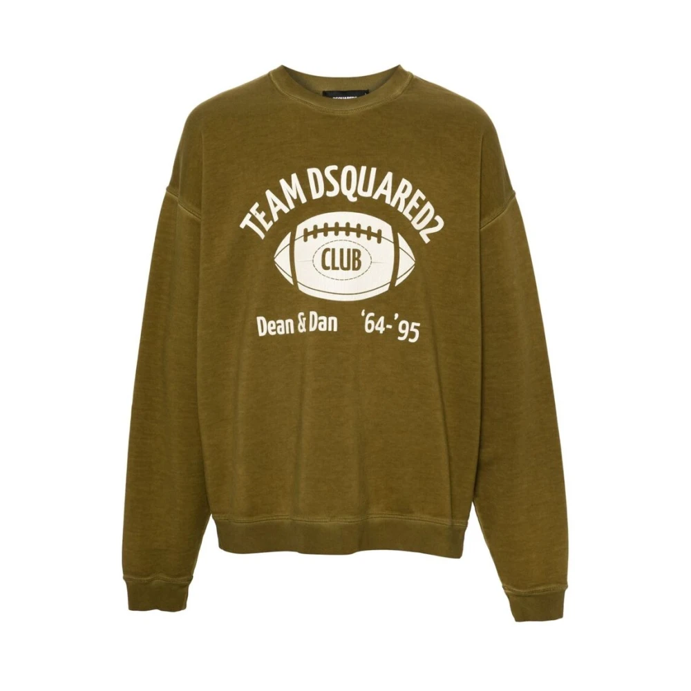 Dsquared2 Groene Sweatshirt met Grafische Print en Ronde Hals Green Heren