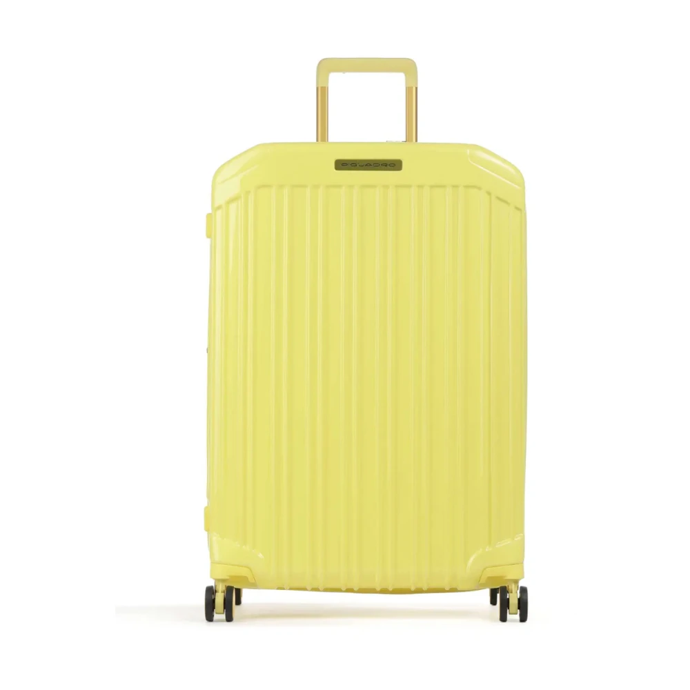 Piquadro Unisex Yellow Expandable Hardshell 4-Wheel Trolley Luggage