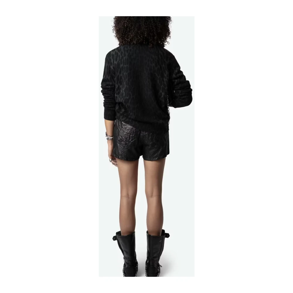 Zadig & Voltaire Luipaardprint Donkergroene Kasjmier Trui Black Dames