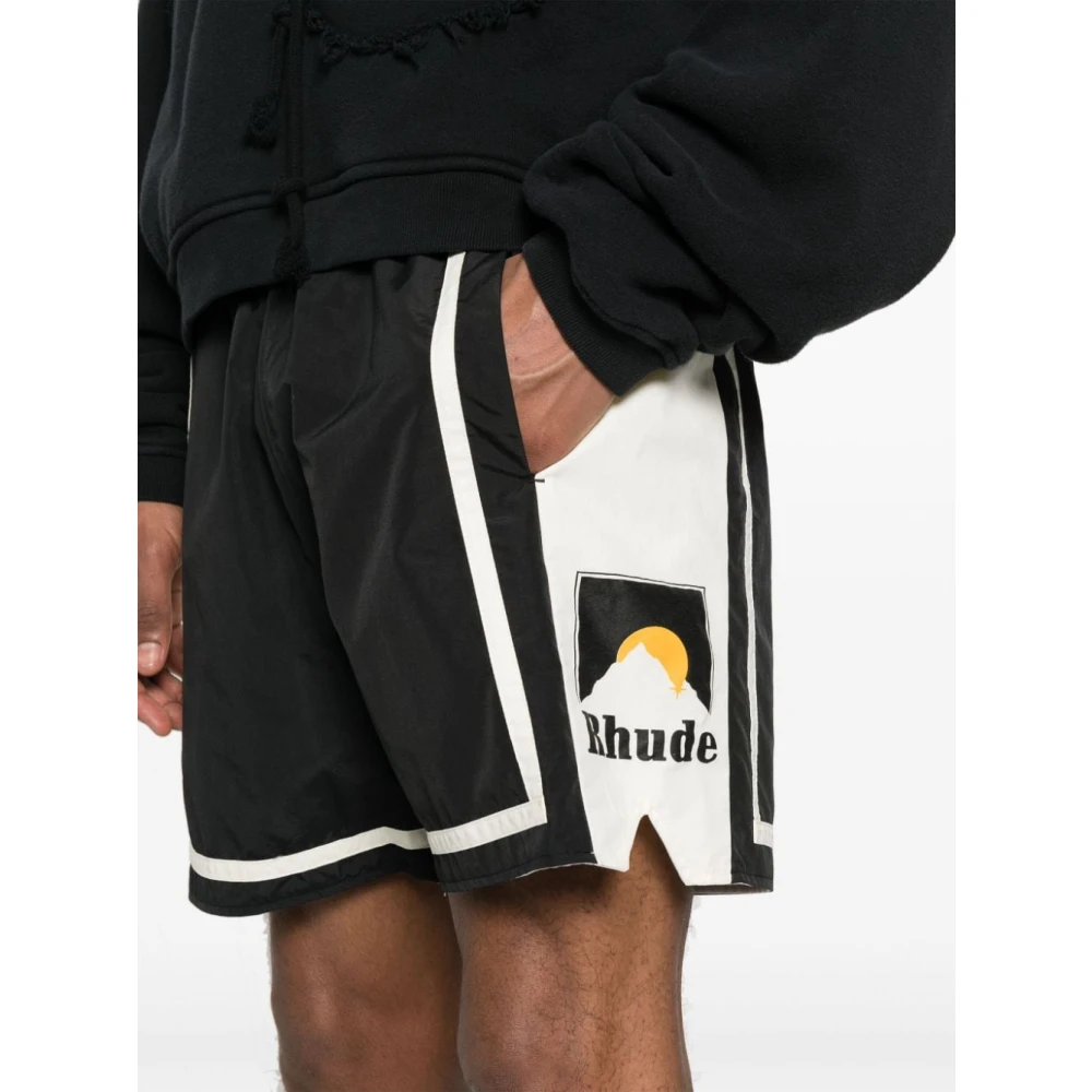 Rhude Moonlight Print Nylon Shorts Black Heren