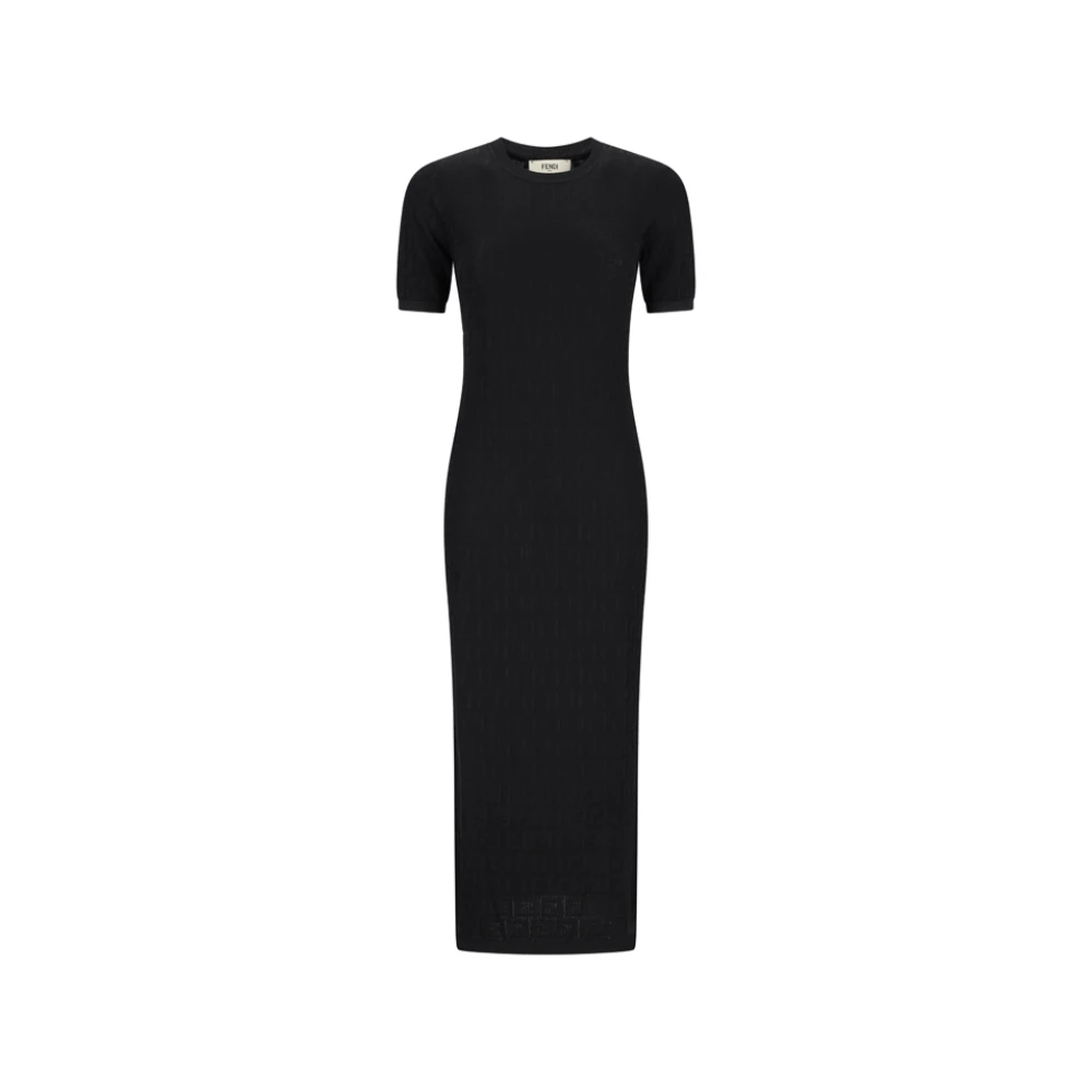 Fendi Women's Black Lace Ff Knit Dress