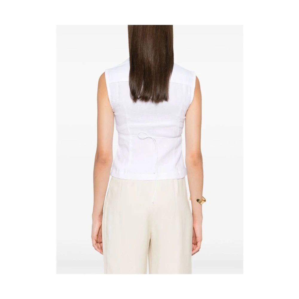 Faithfull the Brand Witte Linnen Wrap Mouwloze Shirt White Dames