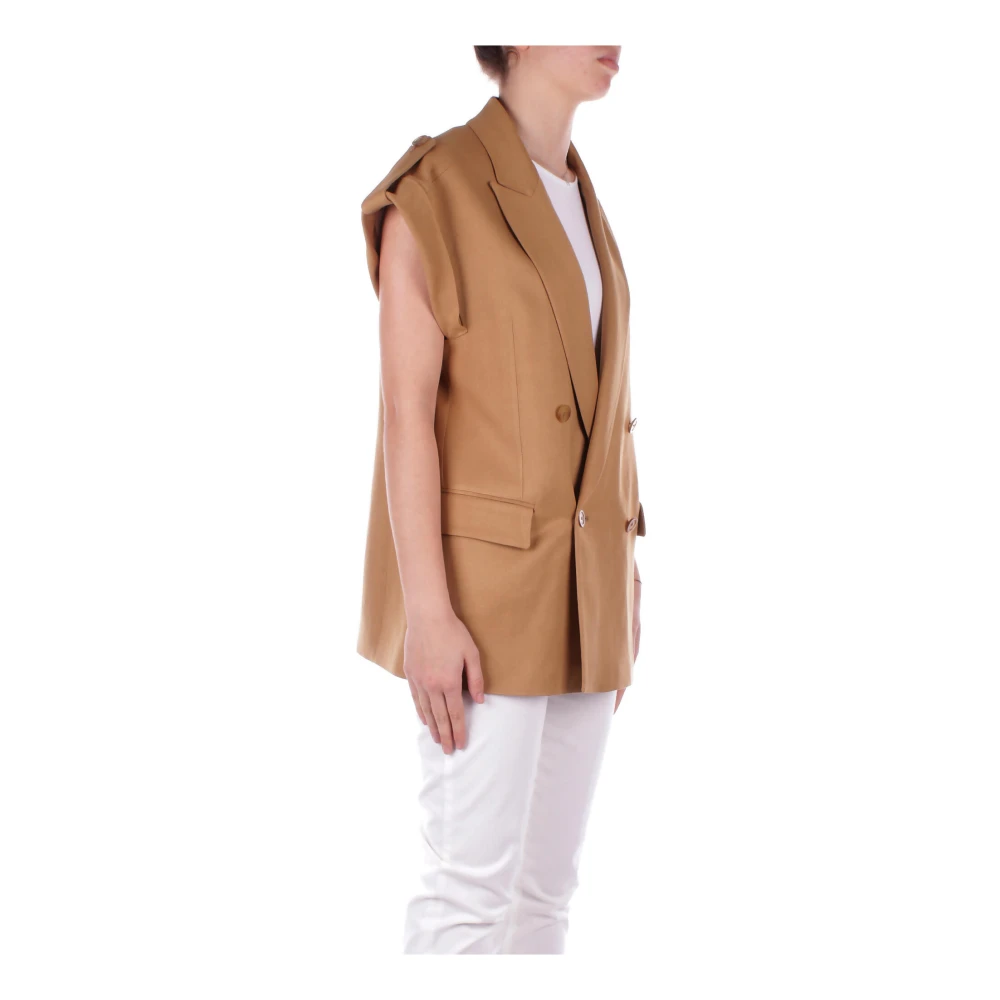 Dondup Bruine Mouwloze Jas met Voorknoppen Brown Dames