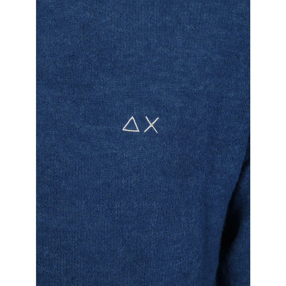 Sun68 Alpaca Solid Ronde Trui Blue Heren