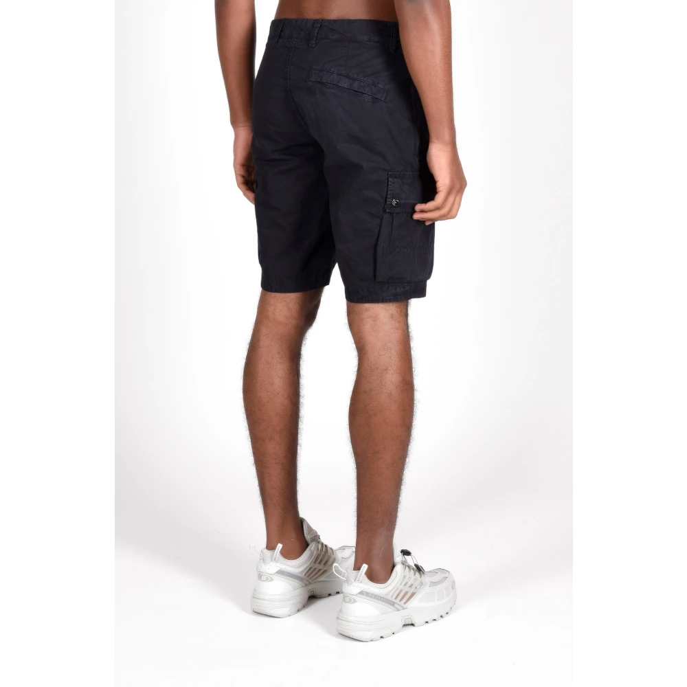 Stone Island Katoenen Shorts voor Heren Blue Heren