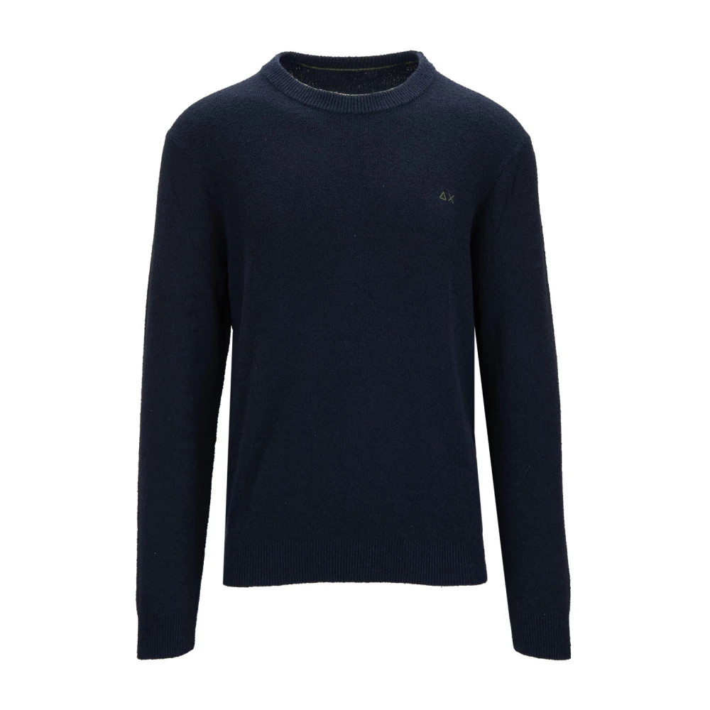 Sun68 Heren Pullover Sweater met Geborduurd Logo Blue Heren