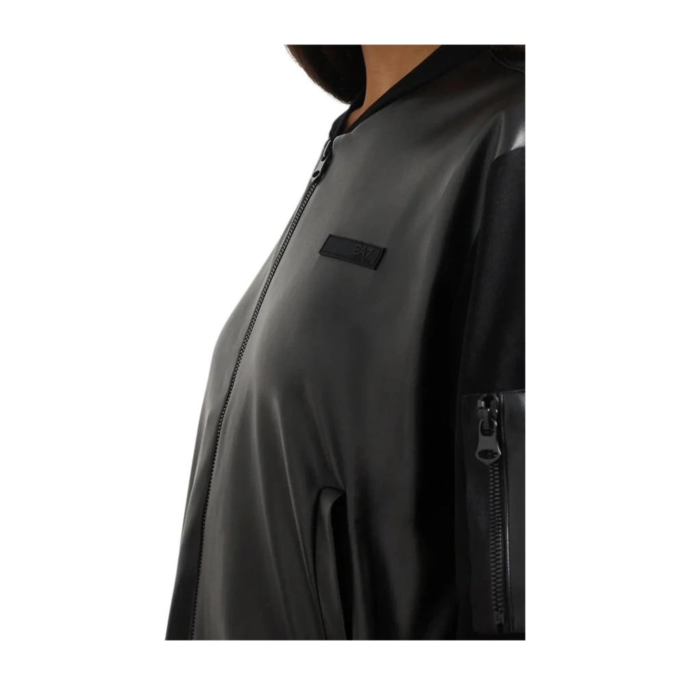 Emporio Armani EA7 Zwarte Bomberjack met Rits Black Dames