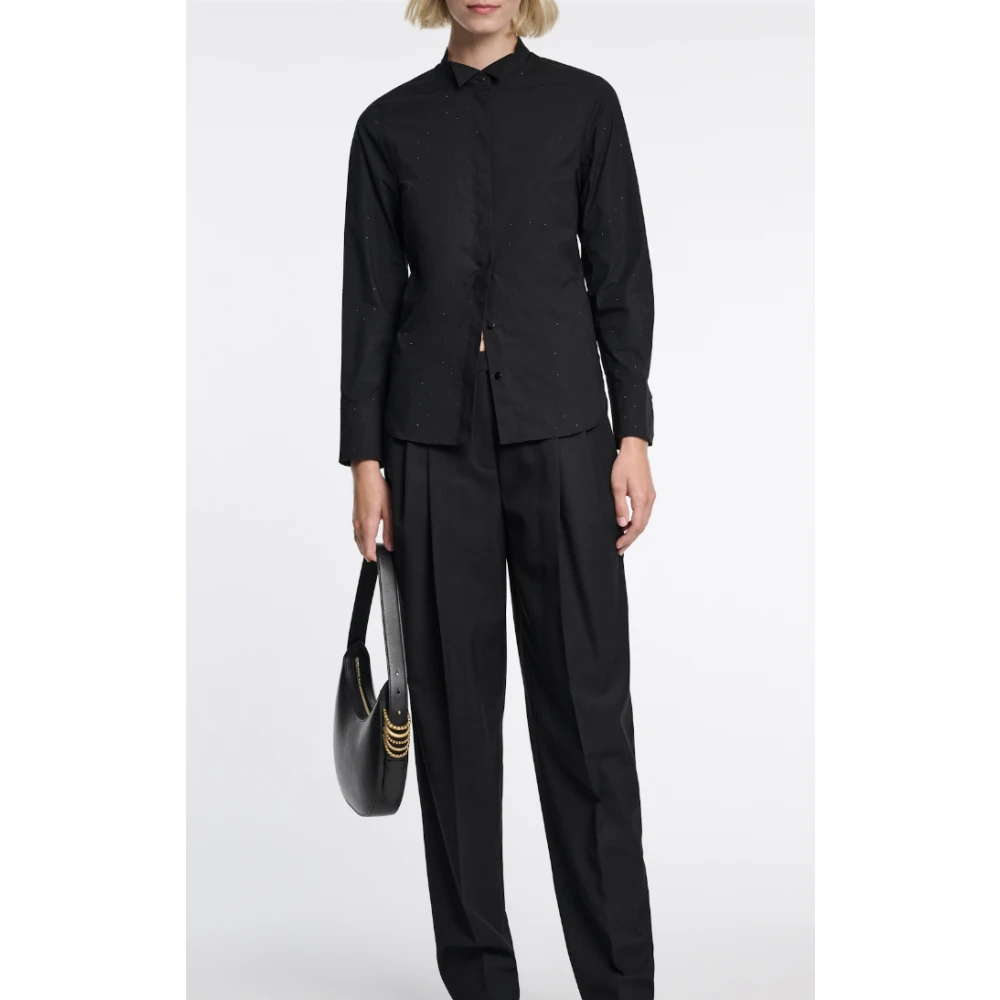 dorothee schumacher Sprankelende Zwarte Poplin Blouse met Strass Versieringen Black Dames