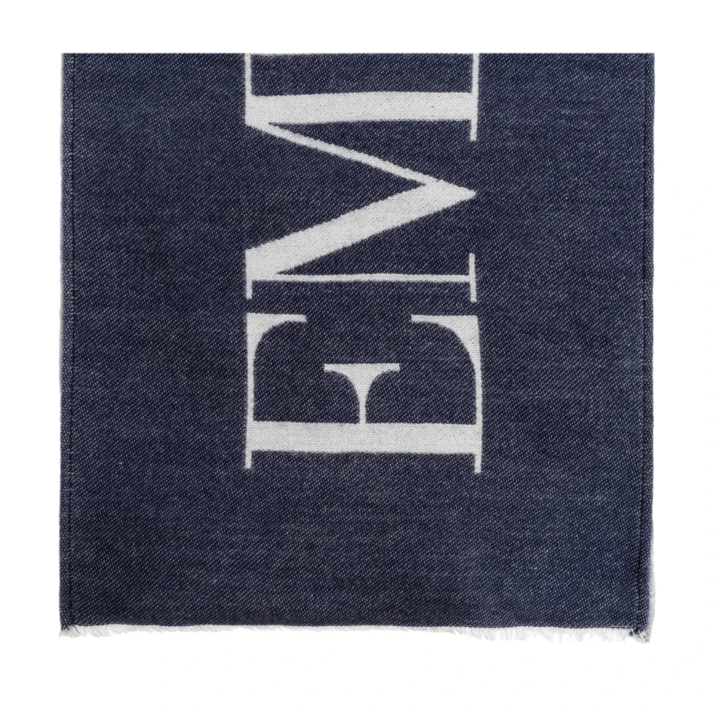 Emporio Armani Men's Blue Scarf With Logo - Scarves - One Size - Accessories
