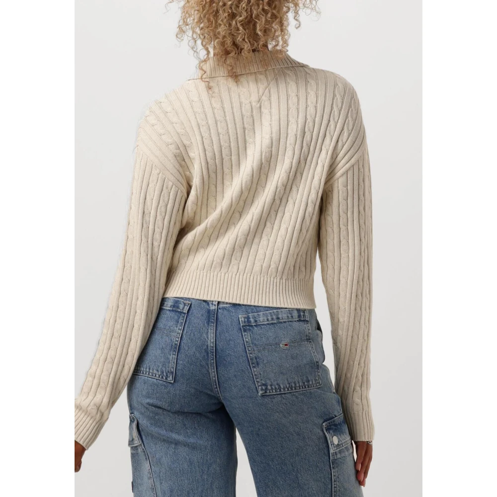 Tommy Jeans Beige Cable Rugby Sweater Beige Dames