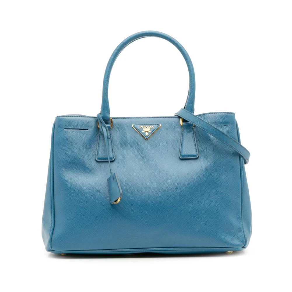 Prada Vintage Women's Blue Pre-Owned Structured Leather Tote Bag