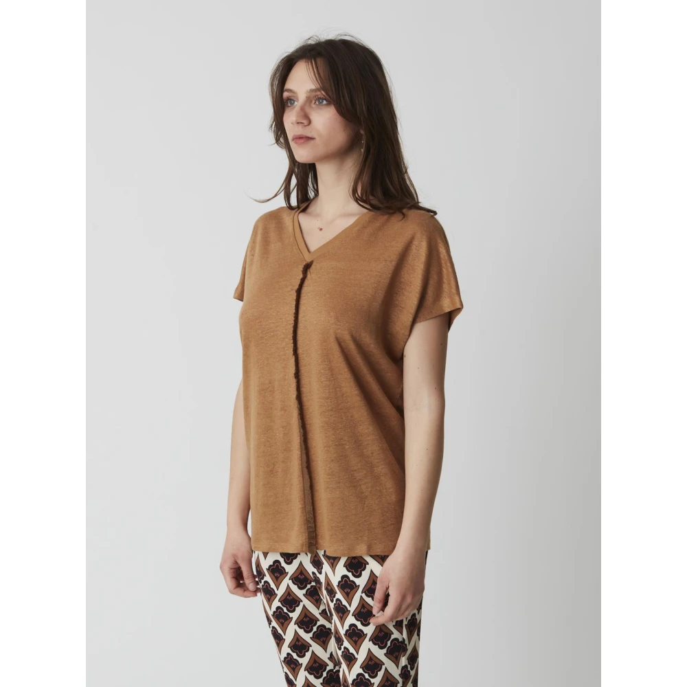 Alpha Studio Dames V-Hals T-Shirt Brown Dames