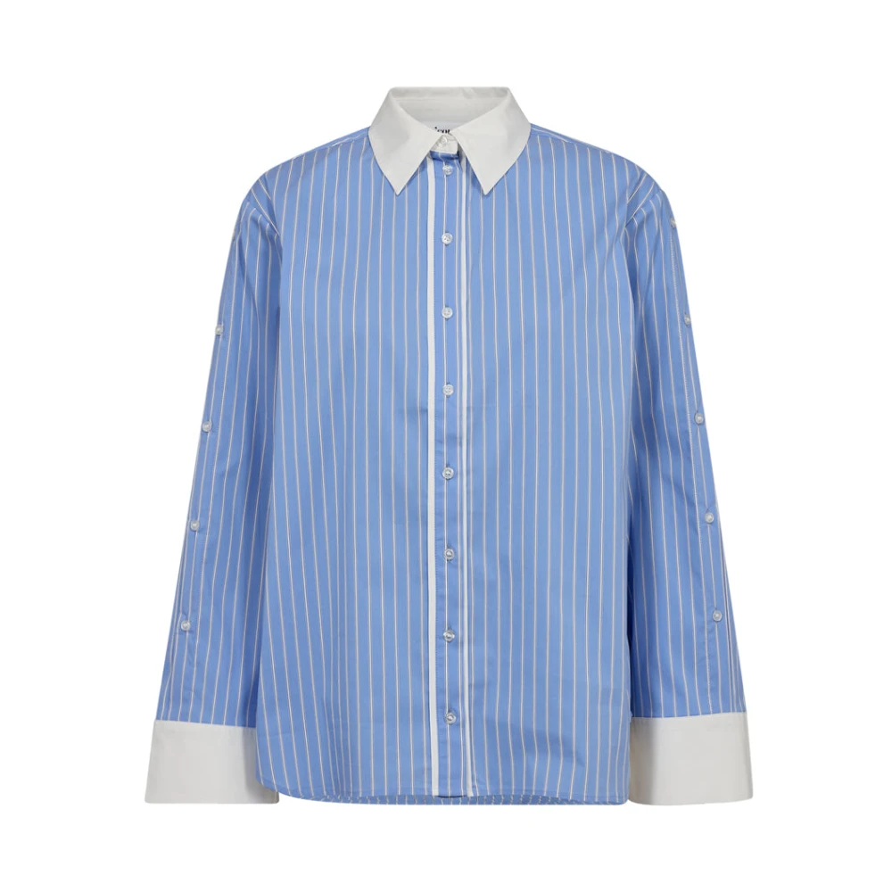 Co'Couture Gestreepte Oversized Shirt Lichtblauw Blue Dames