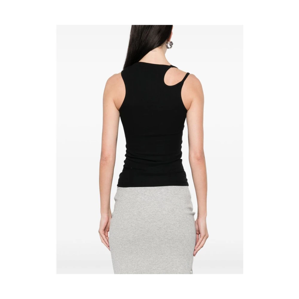 Ottolinger Zwarte Top met Vierkante Halsuitsnijding Black Dames