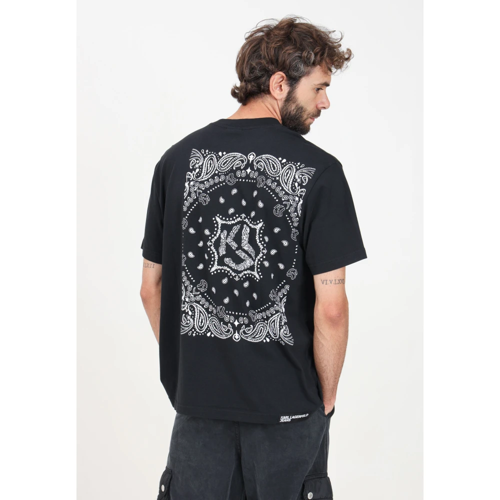 Karl Lagerfeld Bandana Print T-shirt Zwart Black Heren