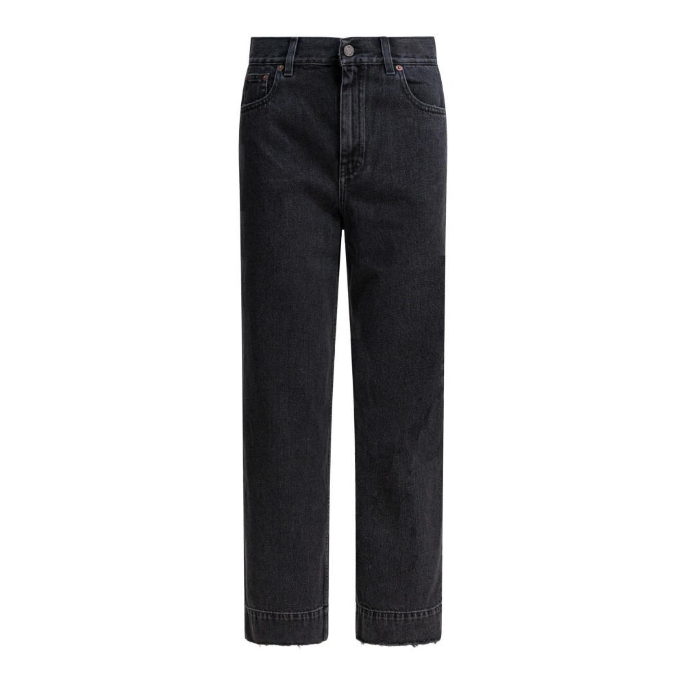 Chloé Women's Black Straight Fit Jeans, W28, High-Rise Wide-Leg Cropped Jeans