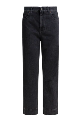 Högmidjade, vida, croppade jeans