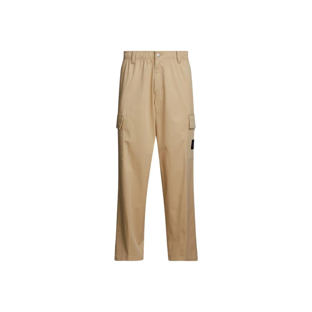 Calvin Klein Jeans Men's Beige Relaxed Fit Cargo Pants