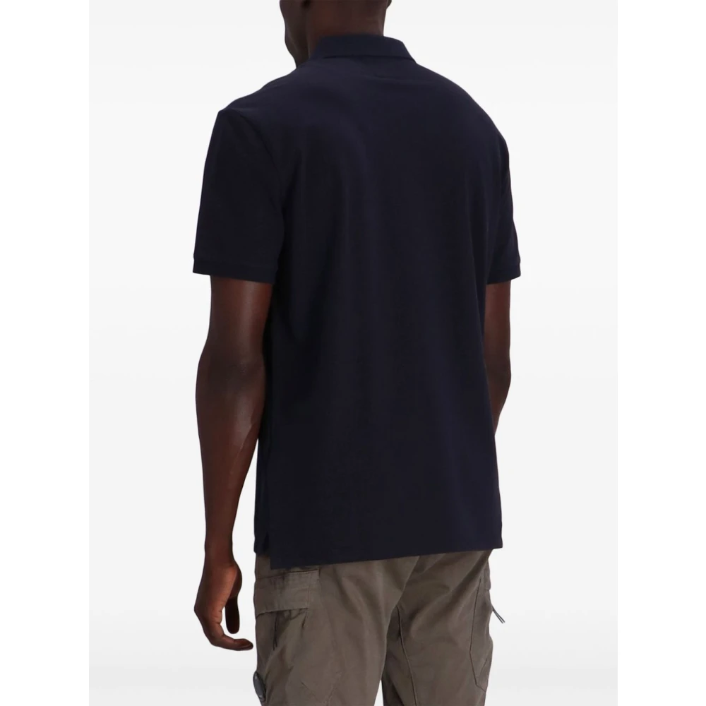 C.P. Company Blauw Poloshirt Logo Patch Korte Mouw Blue Heren