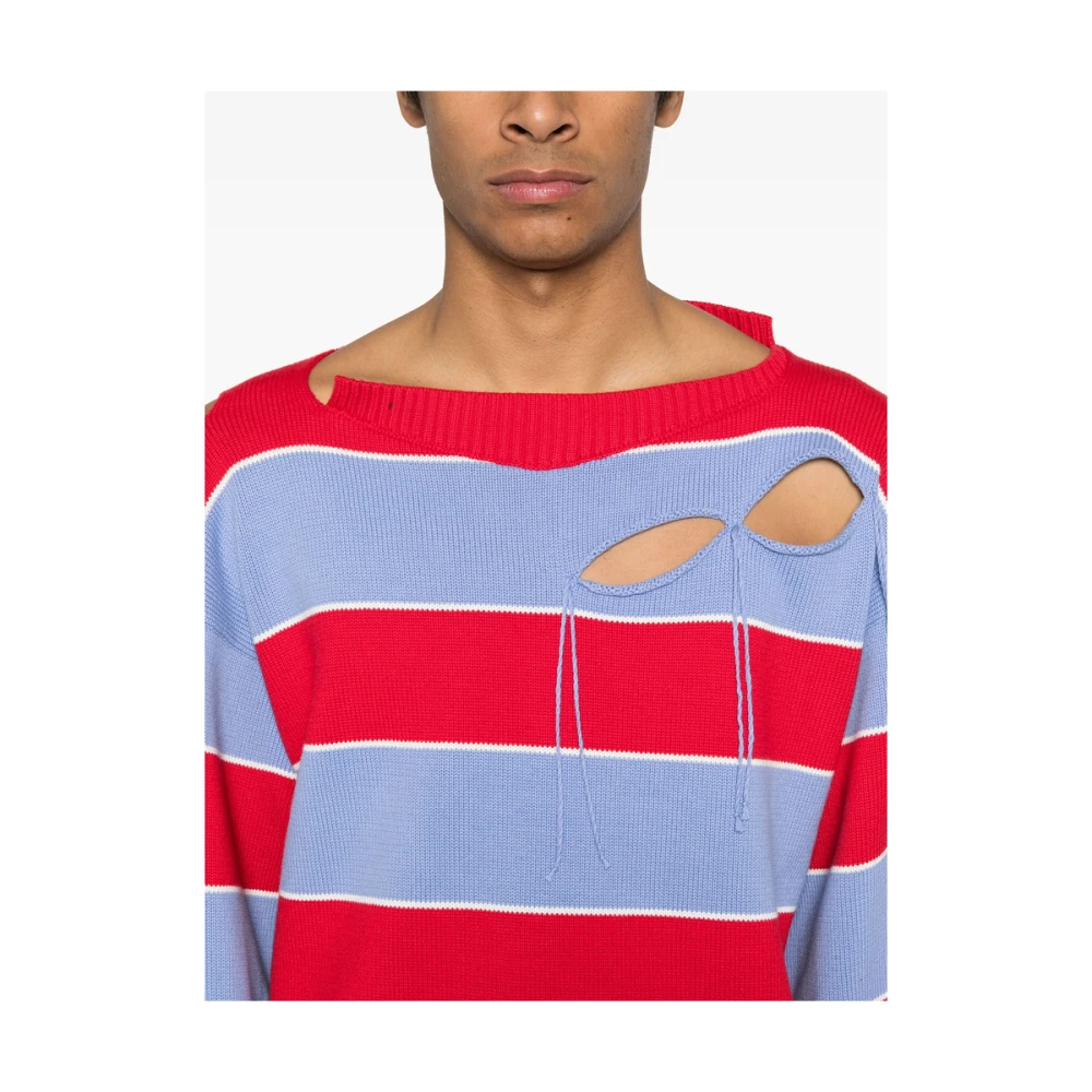 Loverboy by Charles Jeffrey Rode Boothals Trui met Banddetail Multicolor Heren