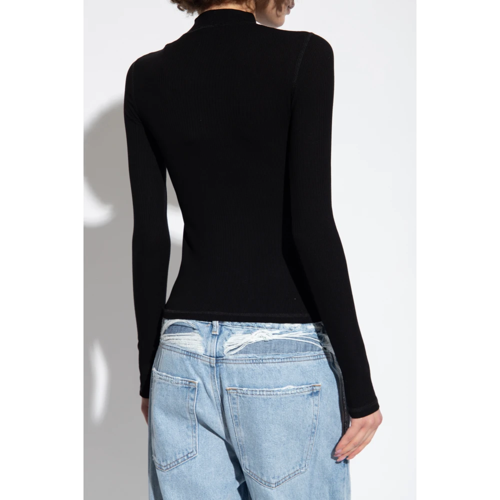 Diesel Geribbelde top 'T-Mokky-Ls-Microdiv' Black Dames
