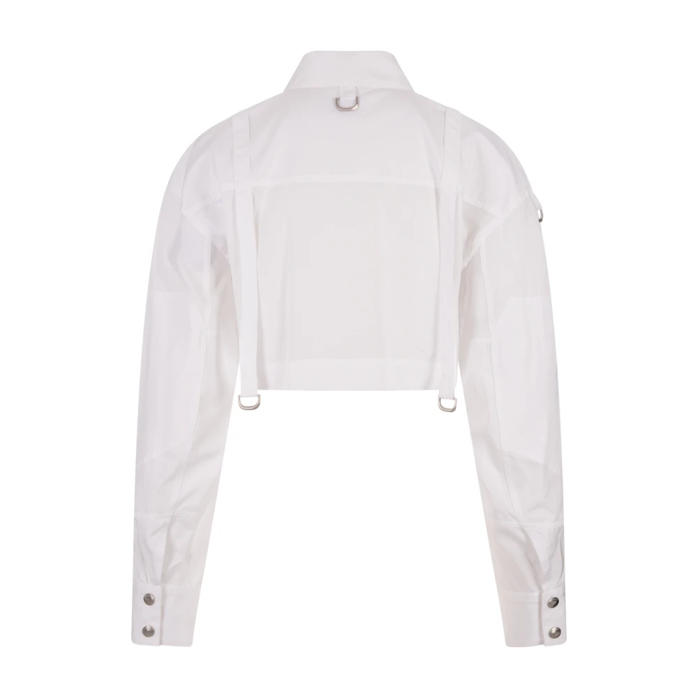 Off White Witte Katoenen Crop Shirt met Metalen Details White Dames