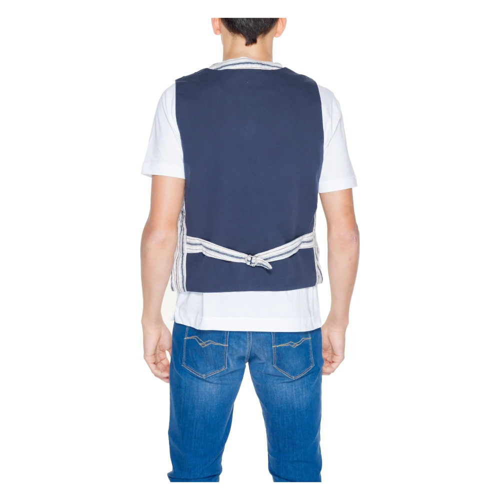 Gianni Lupo Beige Gestreept Katoenen Gilet met Knopen Multicolor Heren