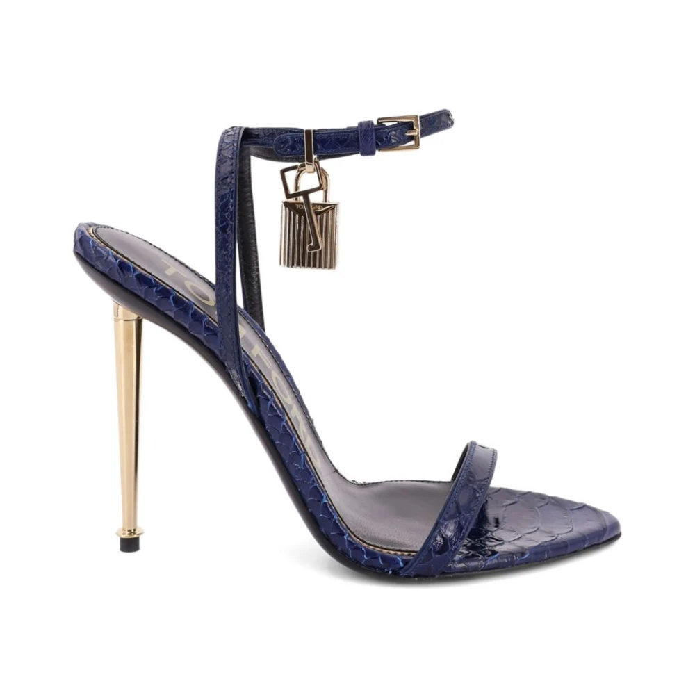 Tom Ford Women's Blue High Heel Sandals, 6 Uk, Padlock Sandal
