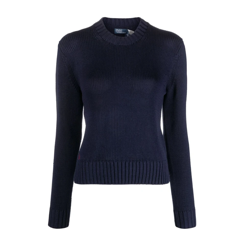 Polo Ralph Lauren Women's Blue Round-Neck Knitwear, M, Long Sleeve Pullover