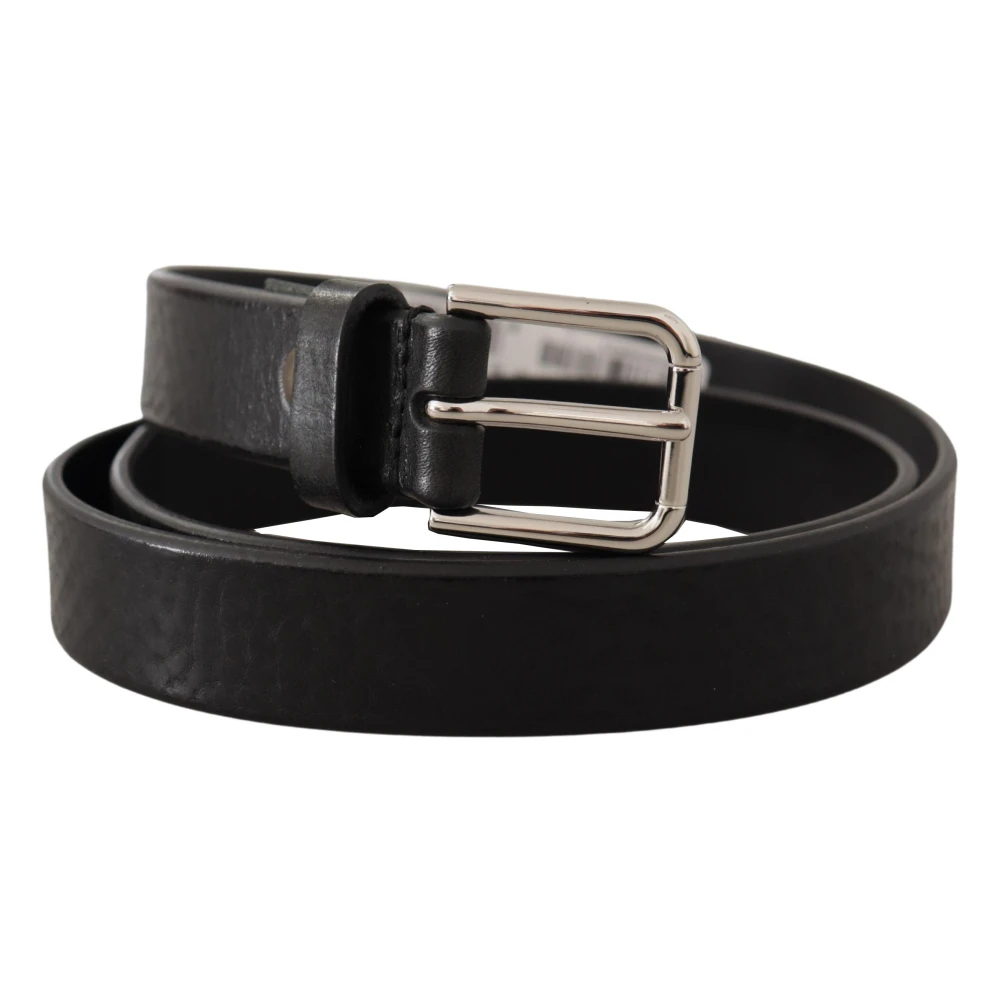 Dolce & Gabbana Elegante zwarte leren riem met metalen gesp Black Unisex