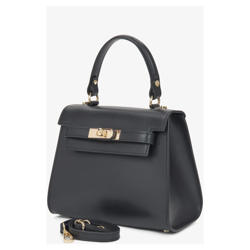 Estro Zwarte Satchel Handtas voor vrouwen gemaakt van Premium Italiaans Echt Leer Black Dames
