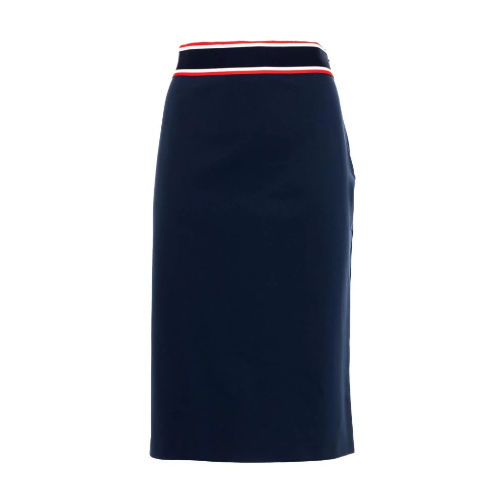 Pinko Blauwe Viscose Pencilrok met Driekleurige Tailleband Blue Dames