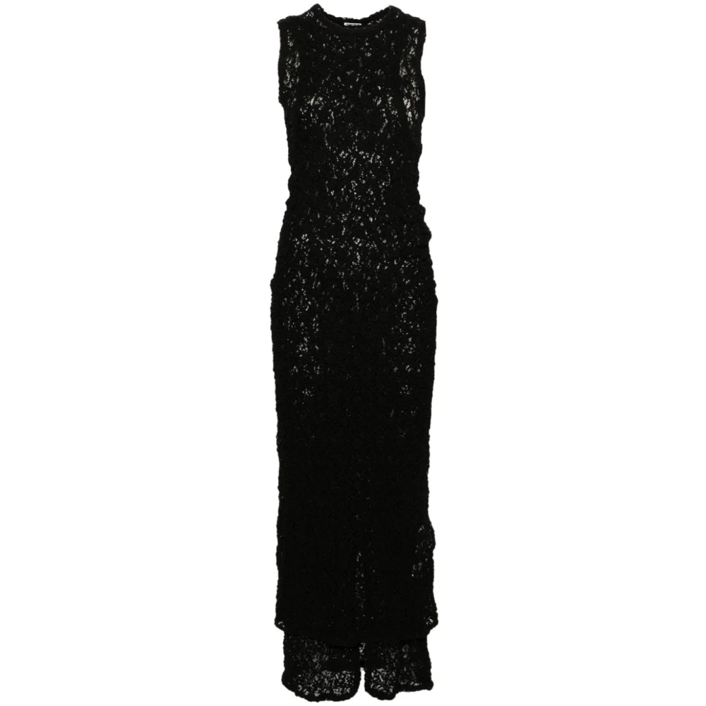 Jil Sander Elegante Zwarte Kant Jurk Black Dames