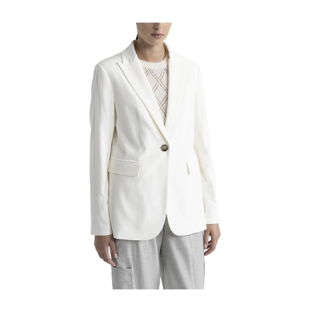 PESERICO Ribfluwelen single-breasted blazer White Dames