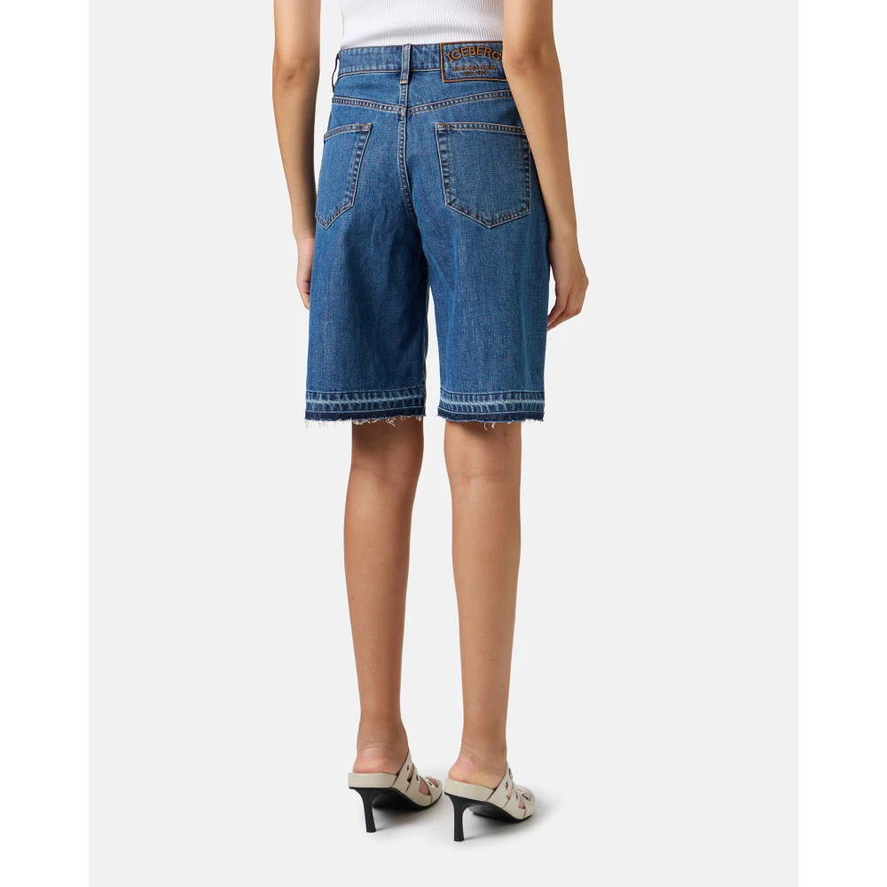 Iceberg Regular fit blauwe denim Bermuda shorts Blue Dames