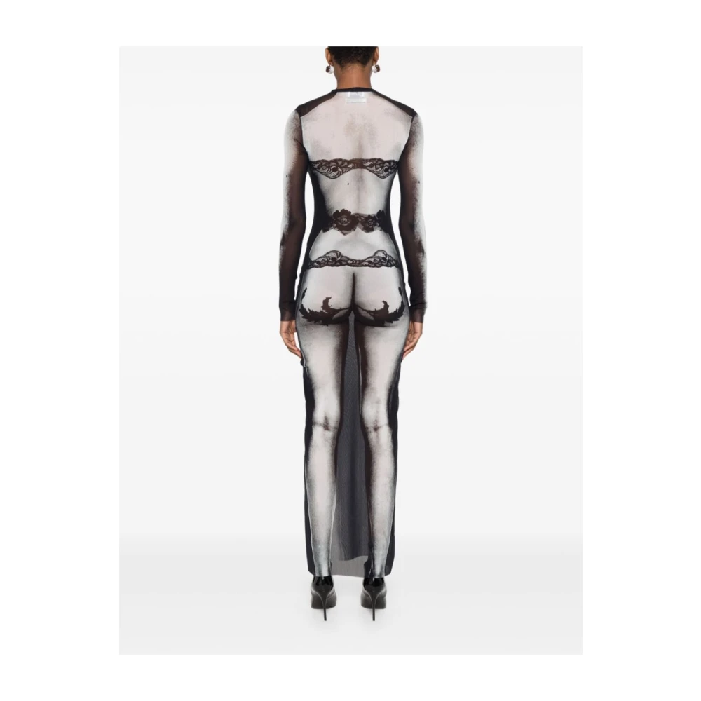 Jean Paul Gaultier Mesh Design Semi-Transparante Jurk Black Dames