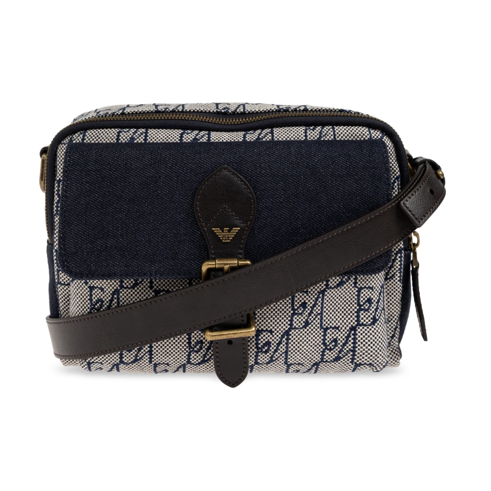 Emporio Armani Mannelijk Blauw Tassen Heren, One Size, Leer, Monogram Tas