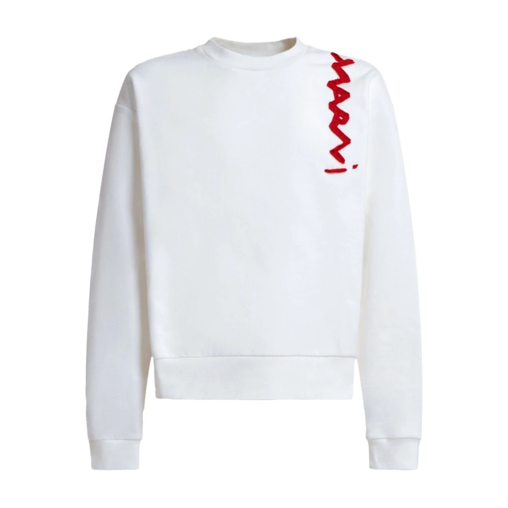 Marni Logo Appliqué Sweater White Heren